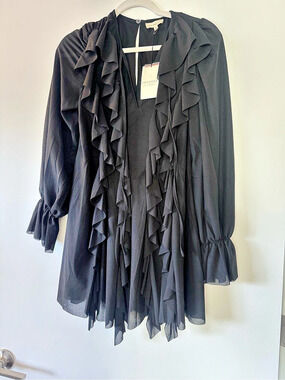 PROMESA Black Ruffle Sleeve Romper NTW